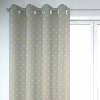 КРАСИВАЯ ЖИЗНЬ. Штора с полной остановкой в горошек, каменно-серый, белый, 245 см или желаемая длина, подвесные люверсы Schner-Leben, бежевый