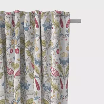 КРАСИВАЯ ЖИЗНЬ. Штора STUDIO G цветы птица белая разноцветная 245см подвесные люверсы Schner-Leben, мультиколор