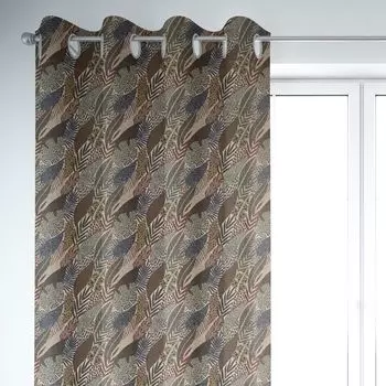 КРАСИВАЯ ЖИЗНЬ. Штора светлая олень бежево-коричневая бирюзовая 245см подвесная присборенная петлевая лента Schner-Leben, бежевый