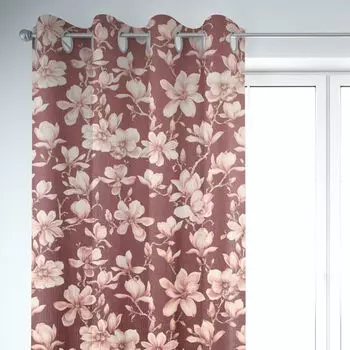 КРАСИВАЯ ЖИЗНЬ. Штора Velvet Deluxe Sweet Magnolia Magnolias бордо подвесная присборенная петлевая лента Schner-Leben, красный