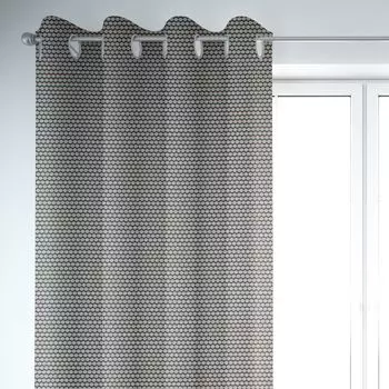 КРАСИВАЯ ЖИЗНЬ. Штора жаккардовая геометрическая чешуя коричнево-лососевая 245см подвесная присборенная петлевая лента Schner-Leben, черный