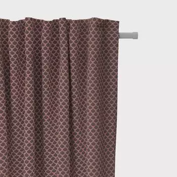 КРАСИВАЯ ЖИЗНЬ. Штора жаккардовая геометрическая чешуя коричнево-лососевая 245см подвесные люверсы Schner-Leben, коричневый