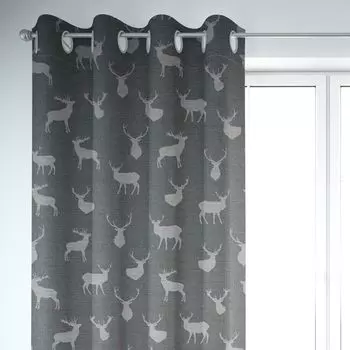 КРАСИВАЯ ЖИЗНЬ. Штора жаккардовая сатиновая кругами палисандр бежевый 245см подвесная присборенная лента-петля Schner-Leben, серый