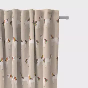 КРАСИВАЯ ЖИЗНЬ. Шторы единороги радуга натуральные красочные 245 см подвесная лента с копченой петлей Schner-Leben, бежевый