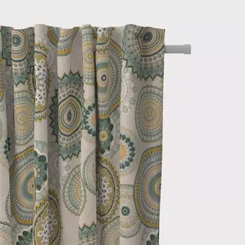 КРАСИВАЯ ЖИЗНЬ. Шторы мандалы натуральный зеленый 245см или желаемой длины с подвесными люверсами Schner-Leben, бежевый