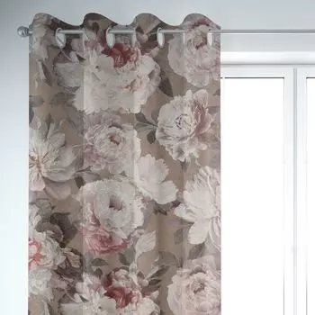 КРАСИВАЯ ЖИЗНЬ. Шторы пионы лепестки роз серо-бежевые цвета розового золота подвеска присборенная петлевая лента Schner-Leben, мультиколор