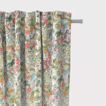 КРАСИВАЯ ЖИЗНЬ. Шторы Scandi mini Leaves натуральный зеленый 245см с подвесными люверсами Schner-Leben, мультиколор