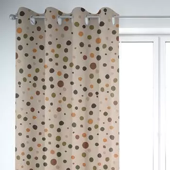 КРАСИВАЯ ЖИЗНЬ. Шторы в горошек, большие, натуральные, желто-зеленые, коричневые, 245 см или желаемой длины, подвесная лента с копченой петлей Schner-Leben, бежевый