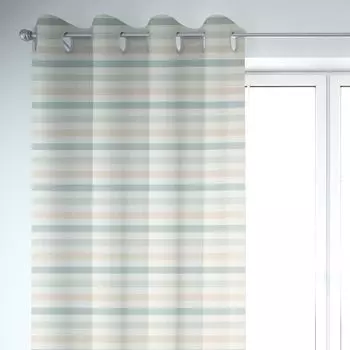 КРАСИВАЯ ЖИЗНЬ. Шторы в полоску с радужными полосками, натуральные красочные, 245 см, подвесная лента с присборенной петлей Schner-Leben, бежевый