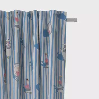 КРАСИВАЯ ЖИЗНЬ. Шторы волны синие 245см или подвеска желаемой длины с присборенной петлевой лентой Schner-Leben, синий