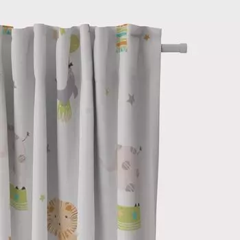 КРАСИВАЯ ЖИЗНЬ. Занавес цирковые животные звезды белый зеленый серый абрикос 245c подвесные люверсы Schner-Leben