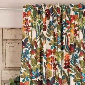 КРАСИВАЯ ЖИЗНЬ. Занавеска акварельные листья цветы бабочка белые па подвесные люверсы Schner-Leben, белый