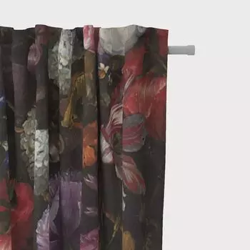 КРАСИВАЯ ЖИЗНЬ. Занавеска из бархата с цветами, тюльпанами, пионами, зелеными красочными подвесными люверсами Schner-Leben, зеленый