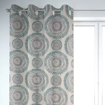 КРАСИВАЯ ЖИЗНЬ. Занавеска Мандала в горошек, линии, натуральный ночной синий, кремово-белый, подвесная, копченая, петлевая лента Schner-Leben, бежевый