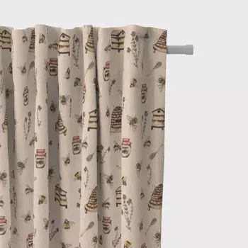 КРАСИВАЯ ЖИЗНЬ. Занавеска «Пчелиный мед» Жужжащая медовая пчелиная корзина Натуральные желтые подвесные люверсы Schner-Leben, бежевый