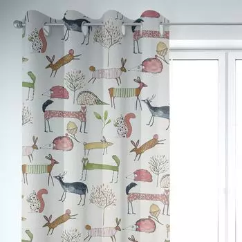 КРАСИВАЯ ЖИЗНЬ. Занавеска Tonga Spice экзотические листья растений разноцветная 245 см подвесная лента с копченой петлей Schner-Leben, белый