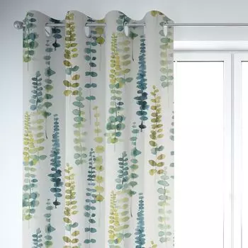 КРАСИВАЯ ЖИЗНЬ. Занавески-ветви листья белый зеленый синий 245см подвесные люверсы Schner-Leben