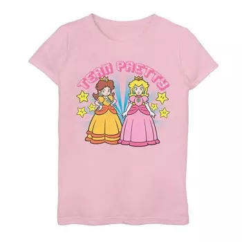 Красивая футболка Nintendo Super Mario Daisy and Peach Team для девочек 7–16 лет Licensed Character, розовый