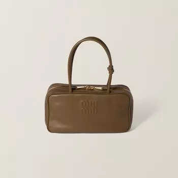 Красивая кожаная сумочка Miu Miu, коричневый