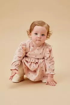 Красивое платье шорты из 100% органического хлопка с цветочным узором Mori, розовый