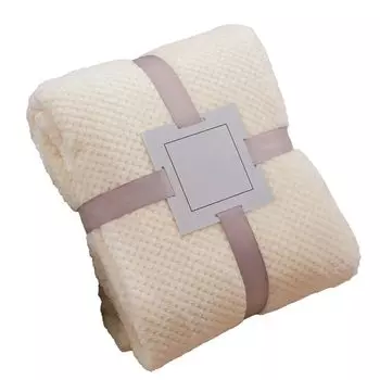 Красивое, устойчивое к морщинам, приятное для кожи дышащее фланелевое одеяло для йоги для дома - бежево-белое, размеры: M Stuttg, мультиколор