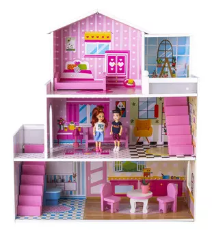 Красивый деревянный кукольный домик высотой примерно до 18 см / Kathay-Haster.