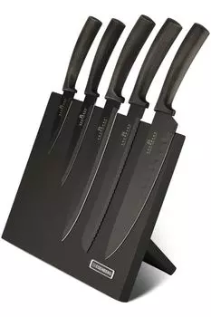 Красивый классический набор ножей черного цвета, магнитный блок, поварской нож, нож для хлеба, универсальный нож, нож для овощей, держатель ножа EDENBERG