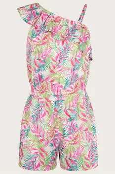 Красивый комбинезон на одно плечо с принтом пальмы Monsoon, бежевый