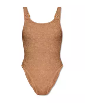 Красивый купальник домино Hunza G, коричневый