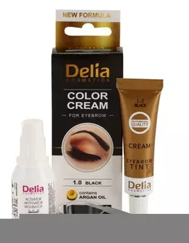 Краска для бровей Delia Cosmetics Argan Oil, оттенок 1.0 Black 15 мл