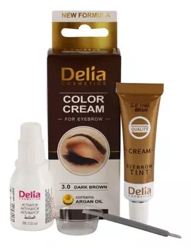 Краска для бровей Delia Cosmetics Argan Oil, оттенок 3.0 Dark Brown 15 мл