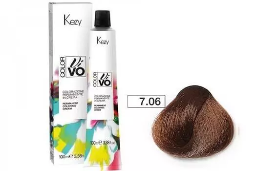 Краска для волос 7.06 блондин бордовый глянец, 100мл Kezy Color Vivo