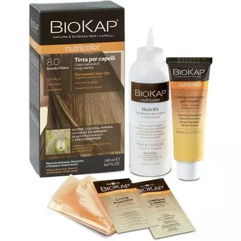 Краска для волос Biokap Nutricolor 8.0 Светлый блондин 140мл, Bios Line