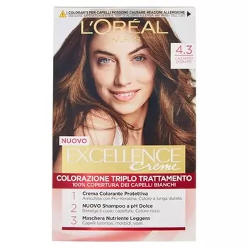 Краска для волос Excellence Cremes Triple Treatment 4.3 Золотисто-коричневый, L'Oreal