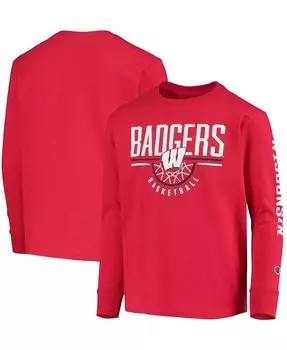 Красная баскетбольная футболка с длинными рукавами Big Boys and Girls Wisconsin Badgers Champion, красный