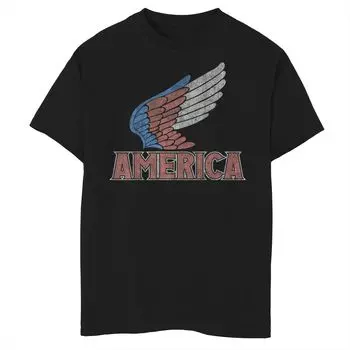 Красная, белая и синяя футболка с рисунком «Wings America» для мальчиков 8–20 лет Americana Licensed Character