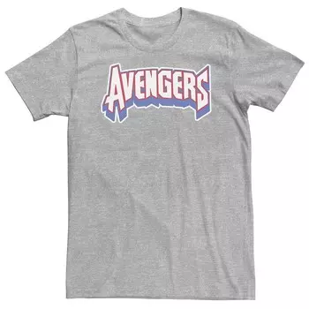 Красная, бело-синяя футболка с логотипом Big & Tall Marvel Avengers в стиле ретро Licensed Character, цвет Athletic Heather