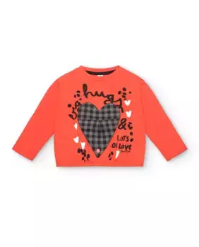 Красная девичья футболка с клетчатым сердечком Tuc tuc, красный