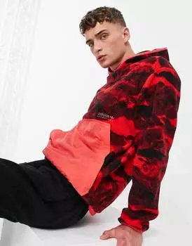 Красная флисовая худи с горным принтом adidas Originals Adventure