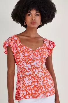 Красная футболка без рукавов Myra из экологически чистой вискозы Monsoon, красный