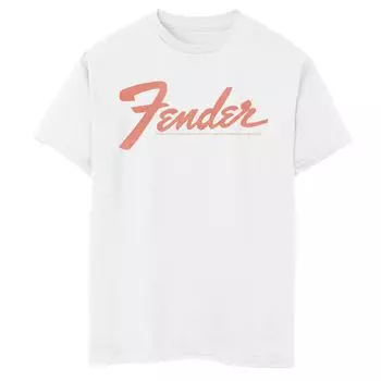Красная футболка Fender с текстовым логотипом для мальчиков 8–20 лет Licensed Character, белый