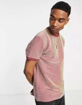 Красная футболка металлик ASOS DESIGN с контрастными манжетами и горловиной