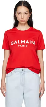 Красная футболка «Париж» Balmain
