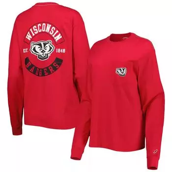 Красная футболка с длинными рукавами и карманами женской лиги Red Wisconsin Badgers