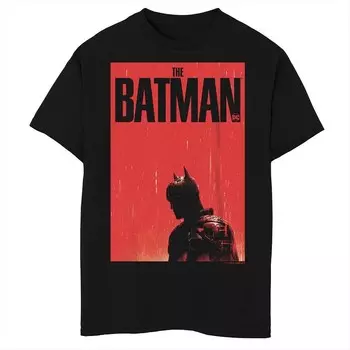 Красная футболка с графическим плакатом и плакатом DC Comics для мальчиков 8–20 лет с Бэтменом Licensed Character, черный