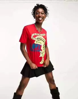 Красная футболка с графическим принтом Love Moschino