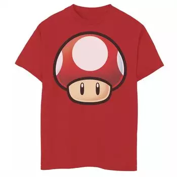 Красная футболка с изображением грибов и большим лицом Nintendo Super Mario для мальчиков 8–20 лет Licensed Character