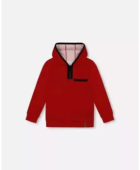 Красная футболка с капюшоном и молнией для мальчиков для малышей - для малышей, ребенок Deux Par Deux, красный