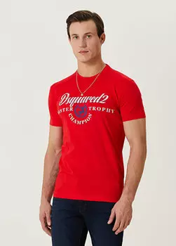 Красная футболка с логотипом Dsquared2