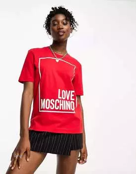 Красная футболка с логотипом Love Moschino